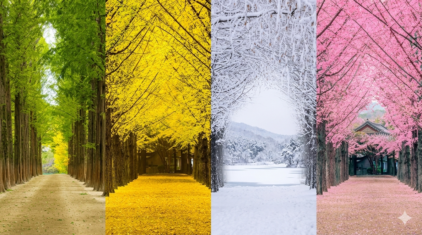 Nami Island ginkgo avenue on Korea group tour